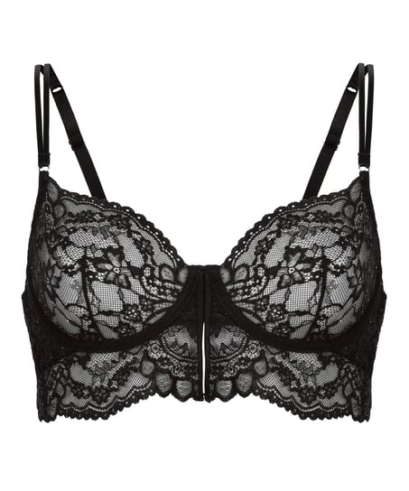 Sabrina Non-Padded Underwired Longline Bra, Black