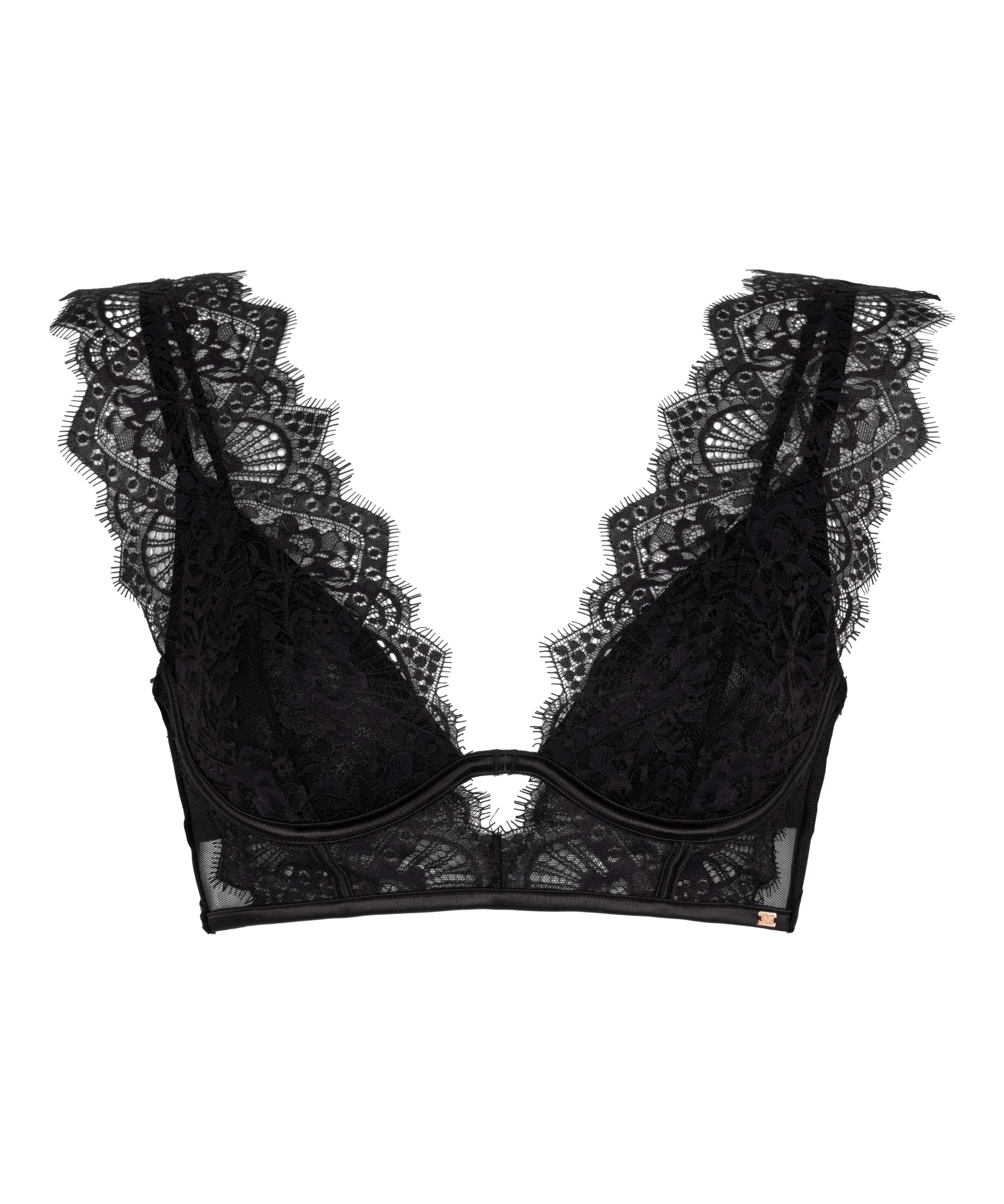 Zoe Non-Padded Underwired Longline Bra, Black, main