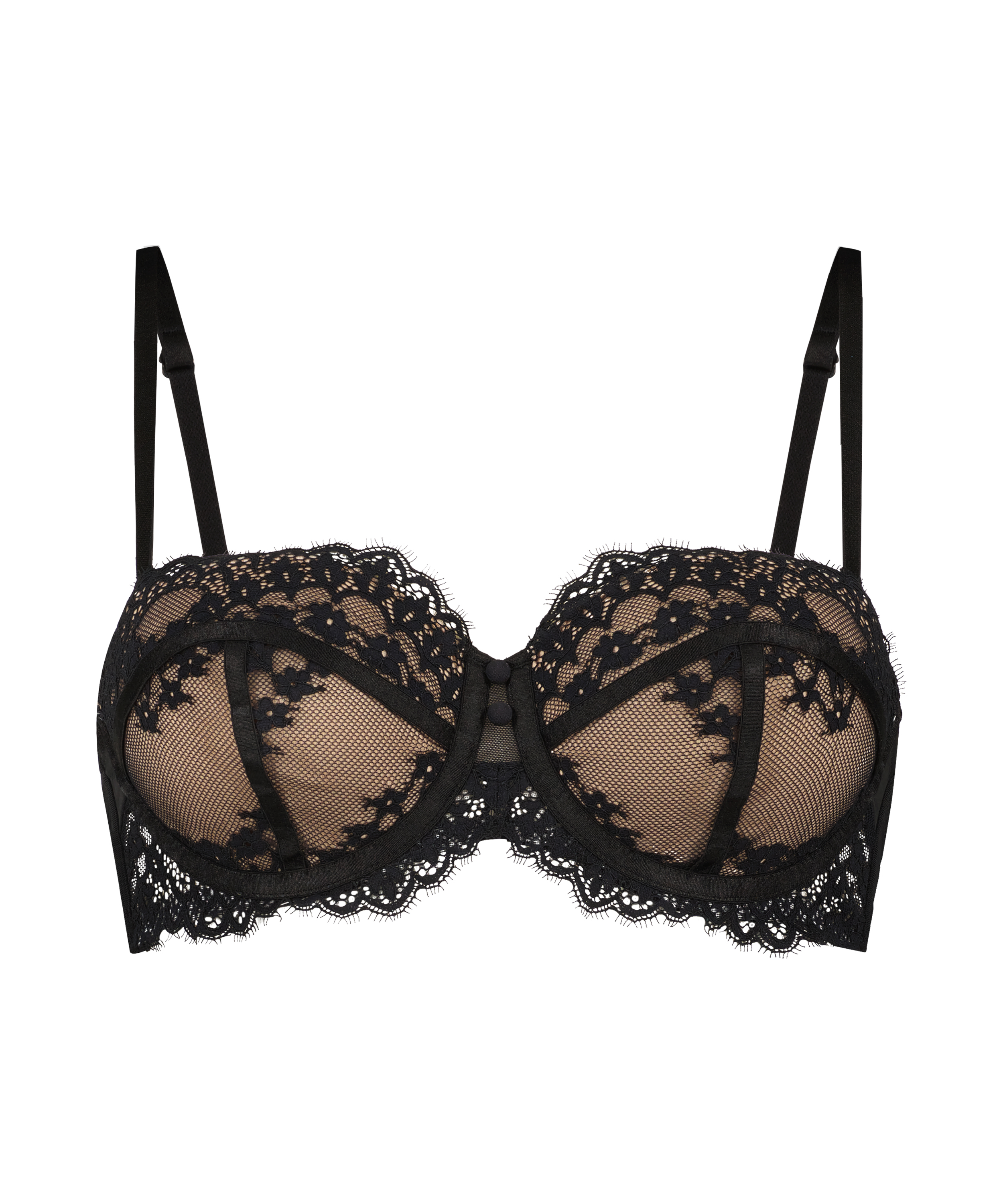 Daisy Padded Strapless Underwired Bra, Black, main