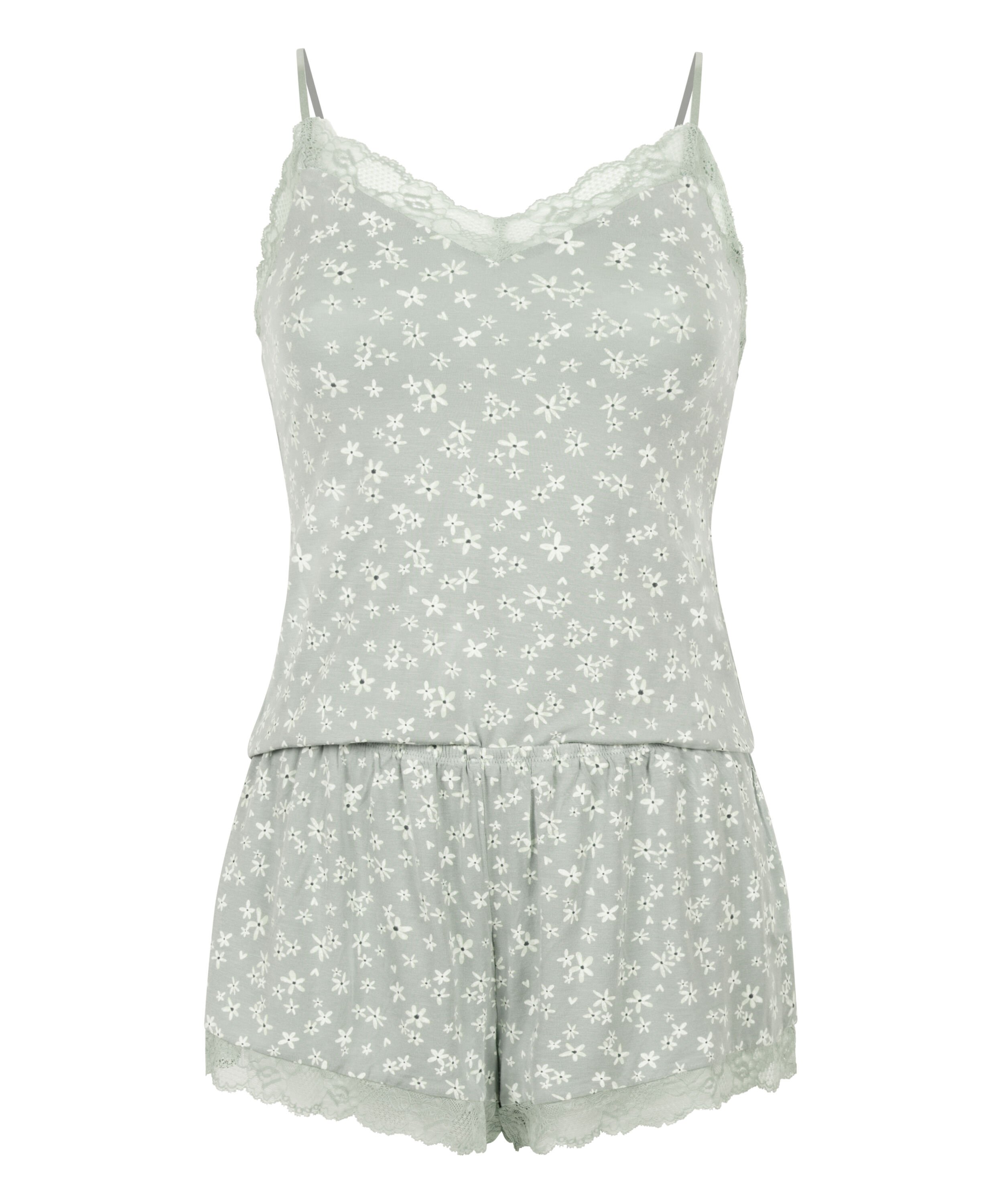 Lace Jersey  Pyjama Set, Green
