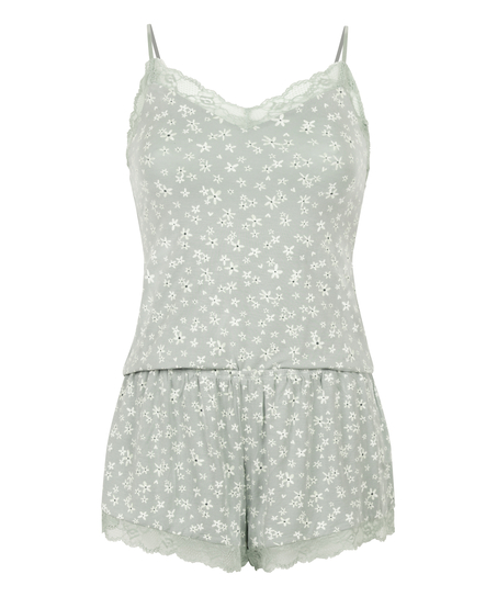 Lace Jersey  Pyjama Set, Green