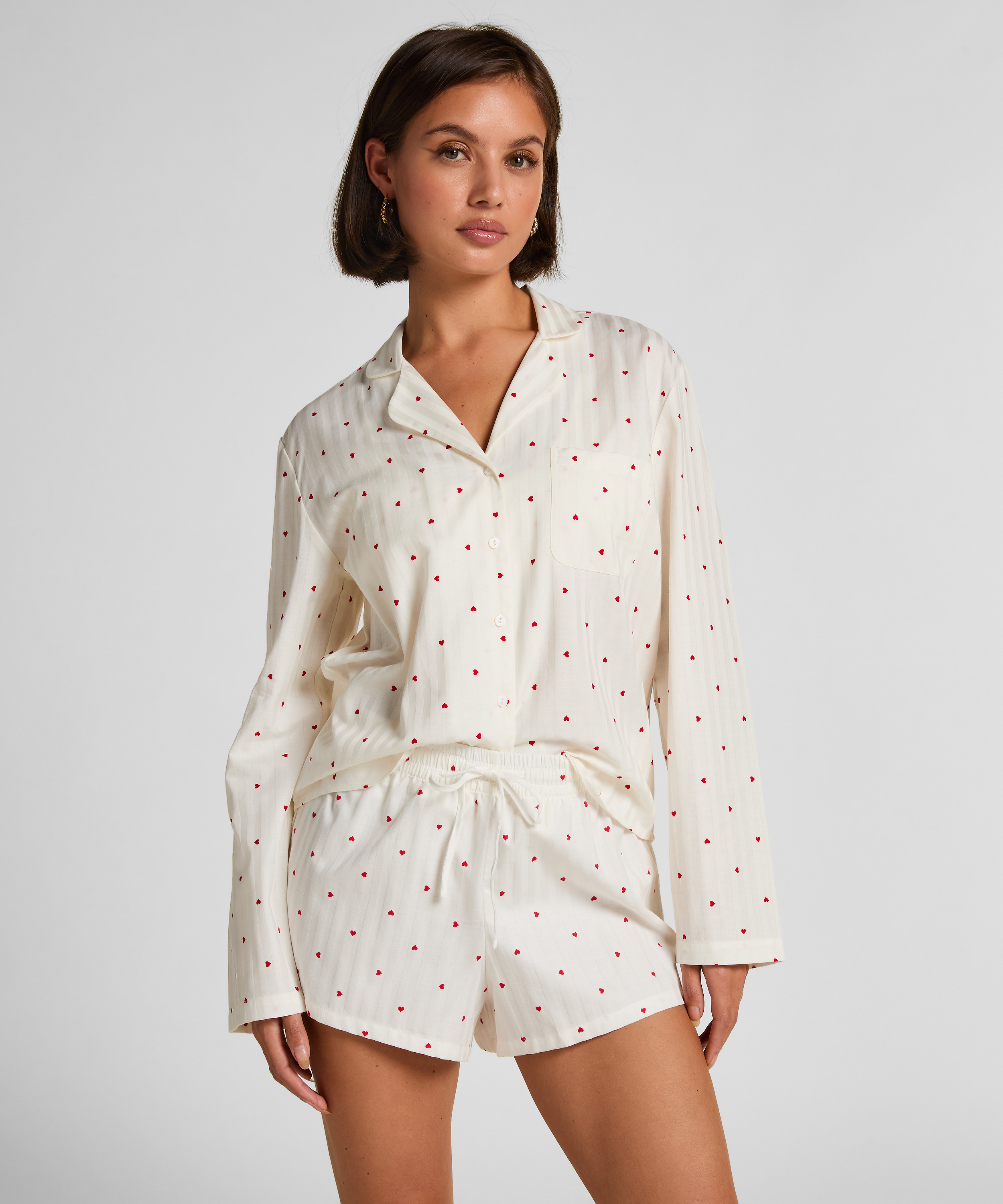 Short Cotton Hearts, White, main