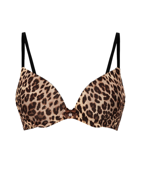 Plunge Padded Underwired Bra, Brown