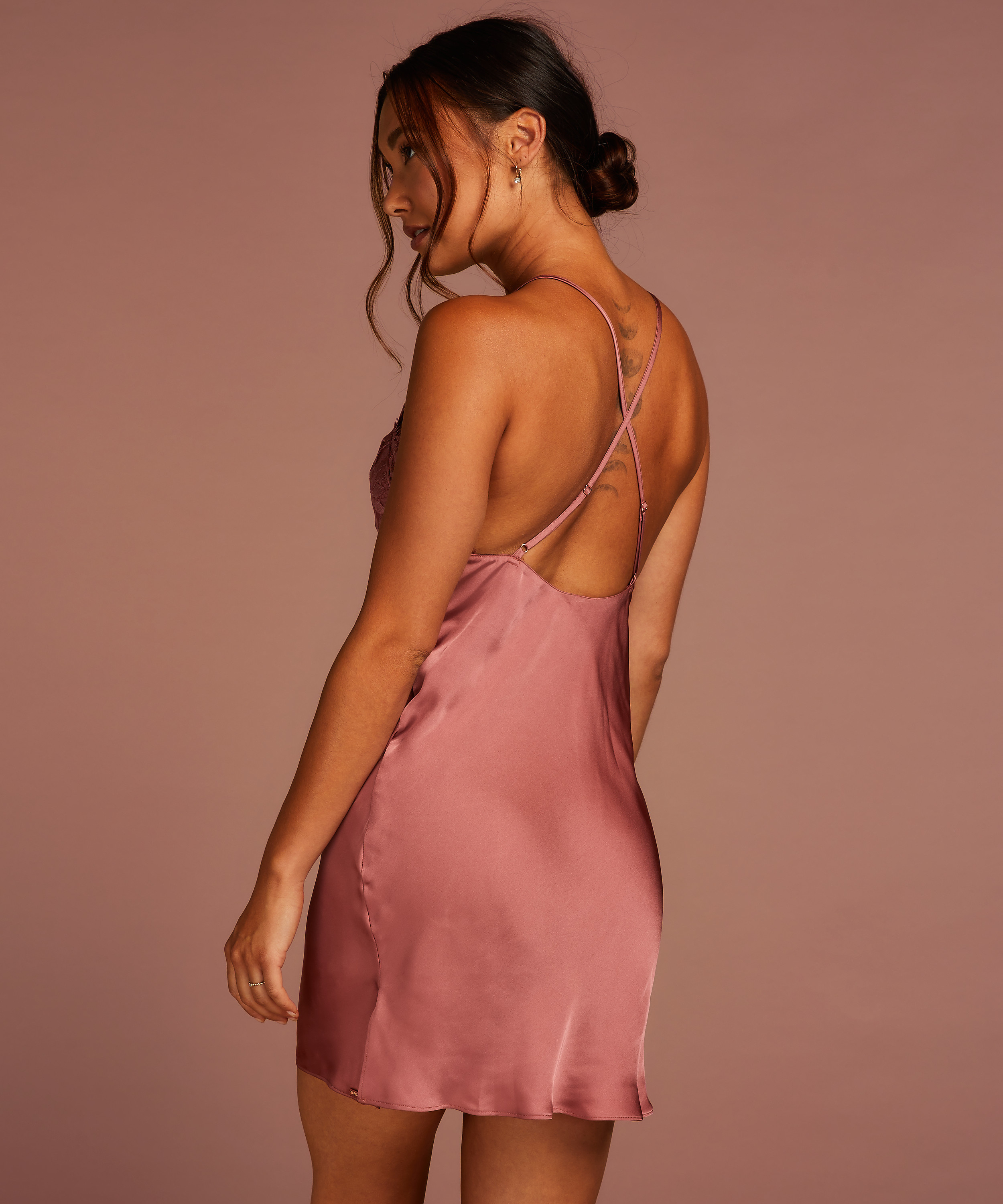 Zara Satin Slip Dress, Pink, main