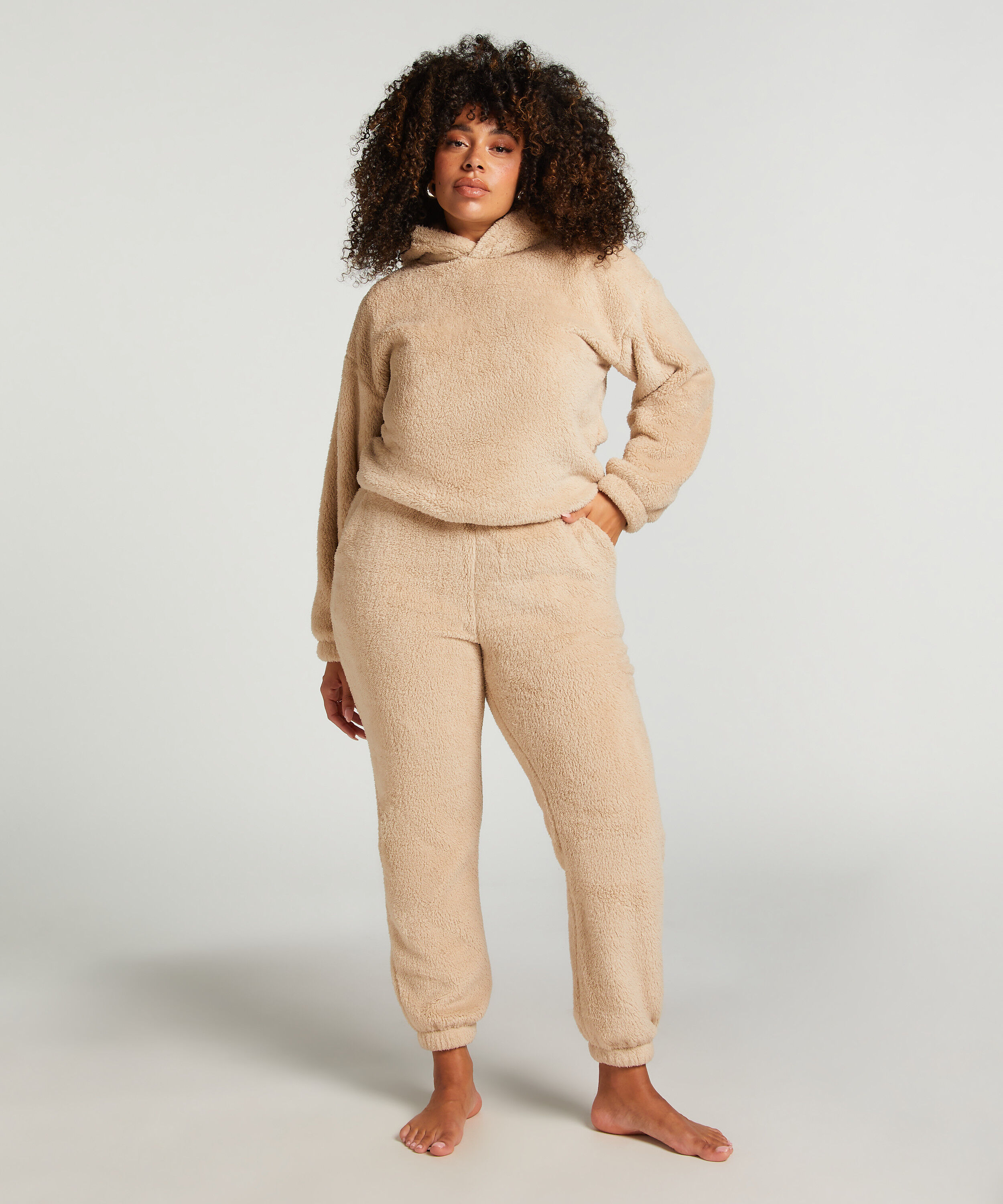 Snuggle Hoodie Fleece, Beige