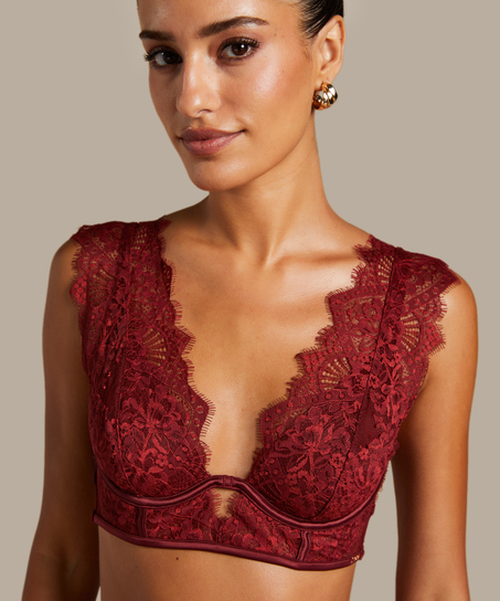 Zoe Non-Padded Underwired Longline Bra, Red