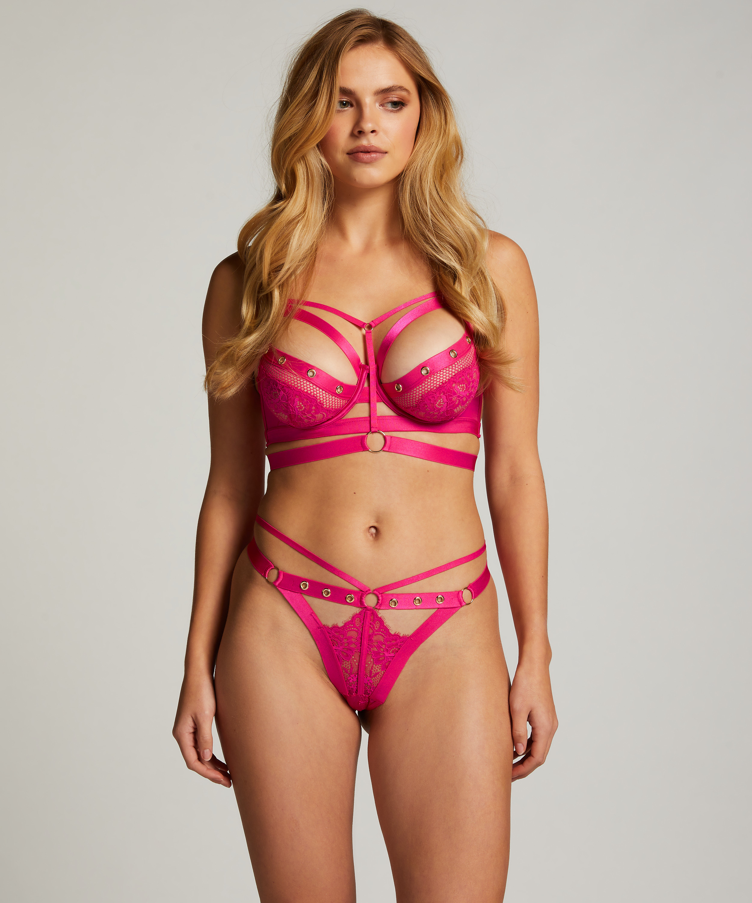 Sadie Non-Padded Longline Underwired Bra, Pink, main