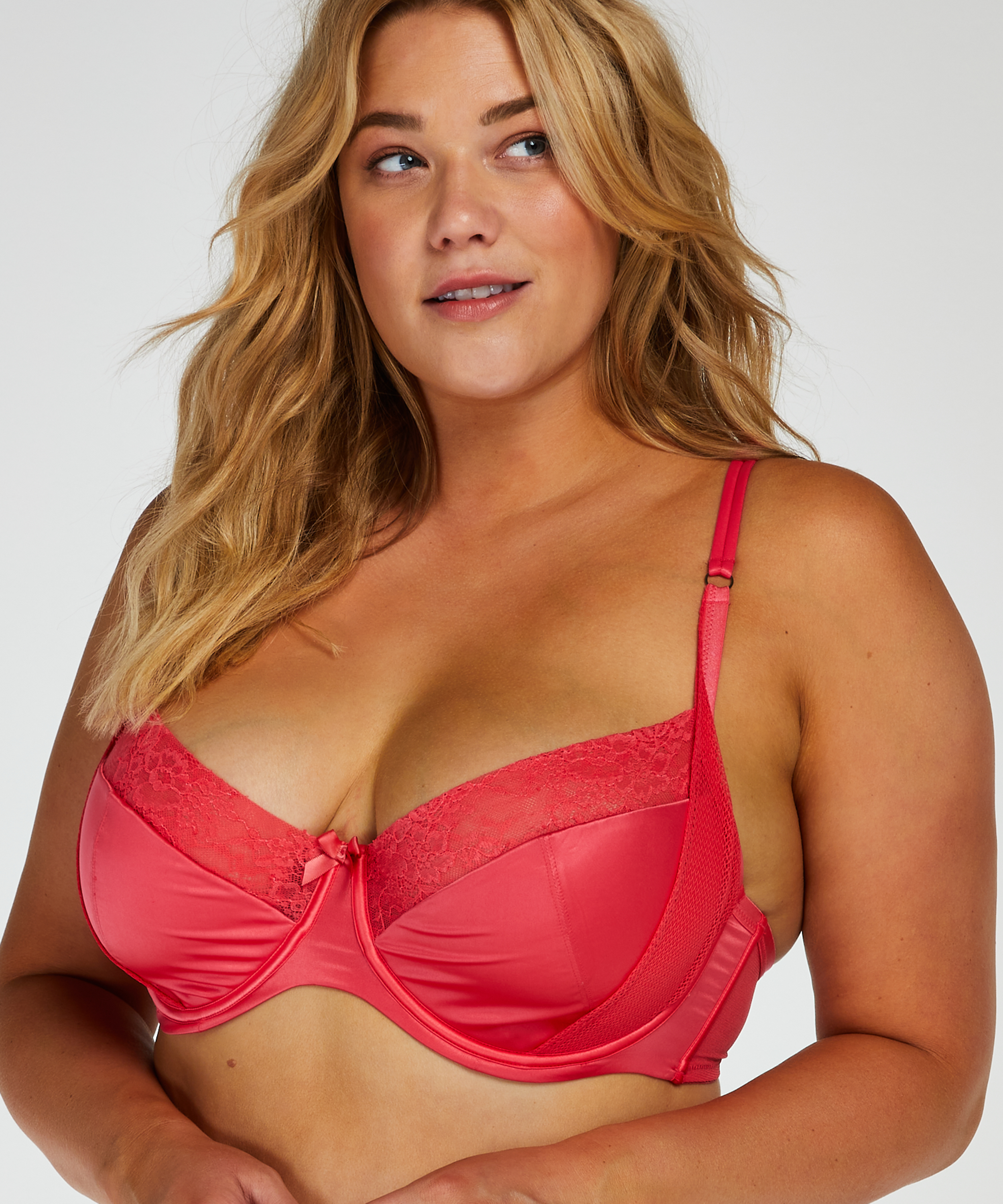 Padded Underwired Demi-Cup Bra Duckie, Red, main