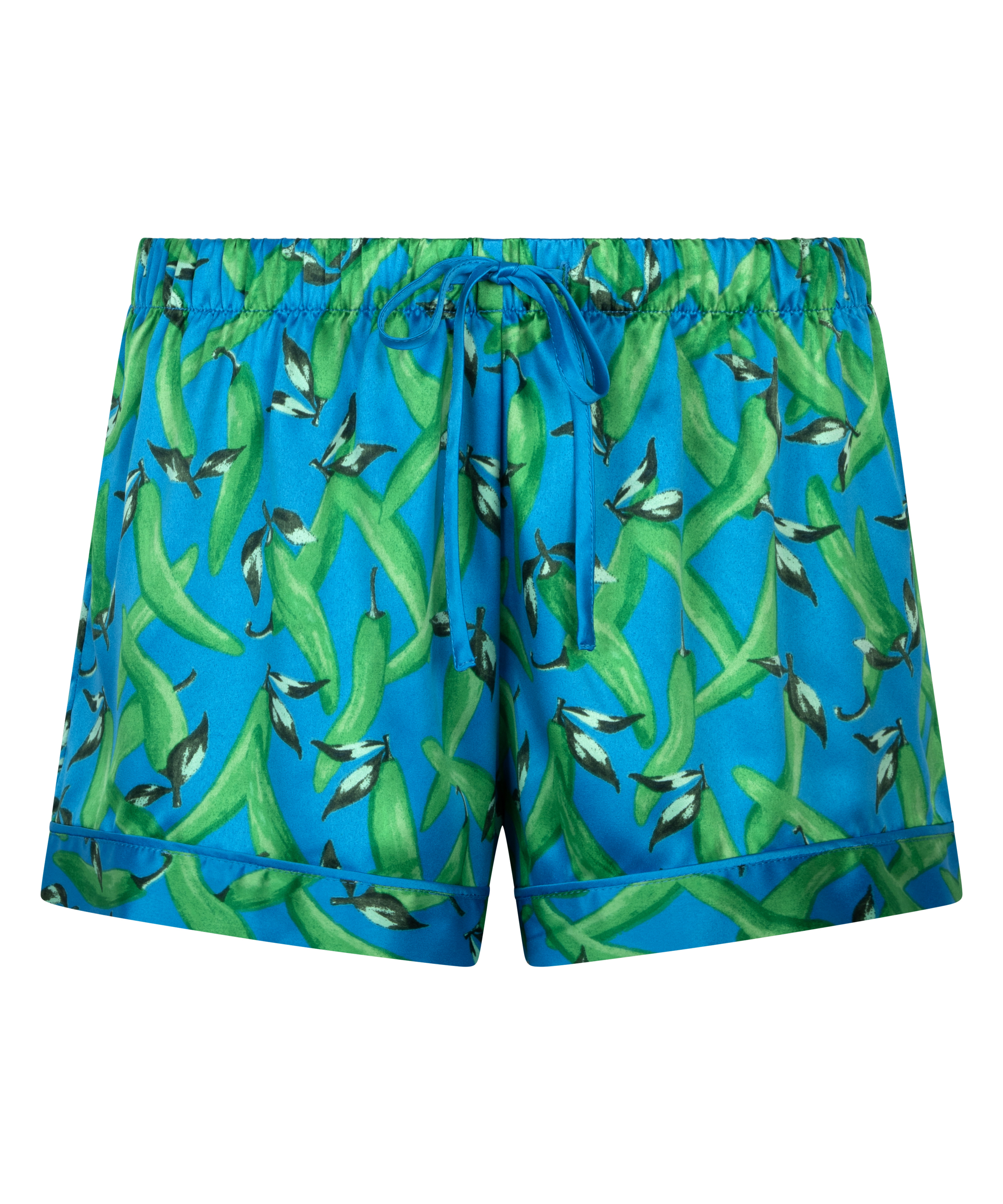 Satin pyjama shorts, Blue, main