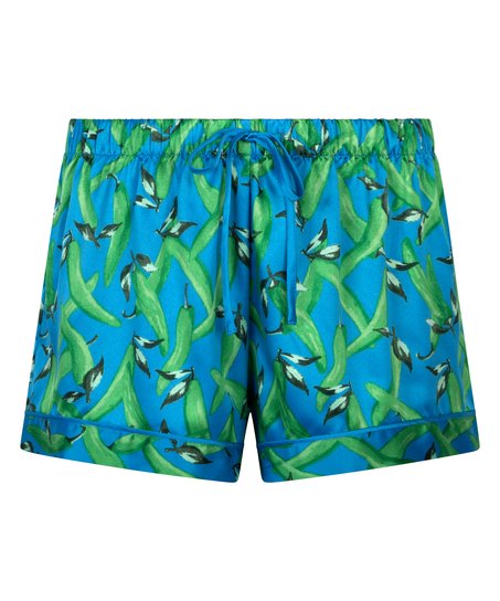 Satin pyjama shorts, Blue