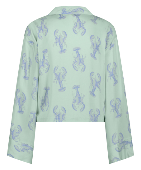 Satin Long-Sleeved Jacket, Green