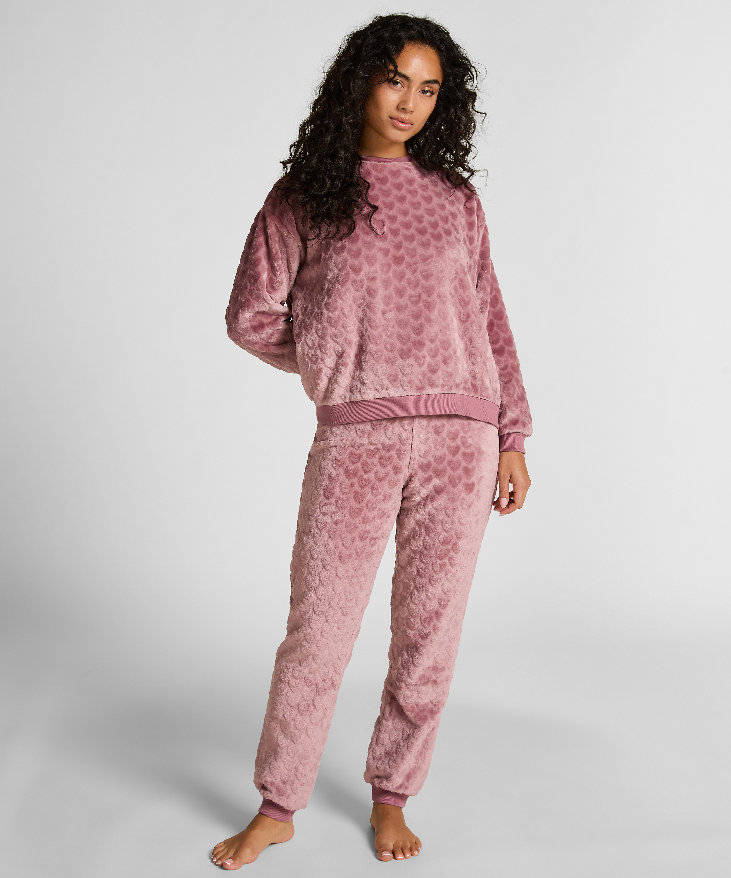 Pyjamaset Fleece Heart, Purple, main