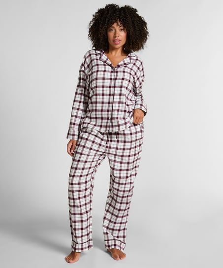 Flannel Pyjama Top, White