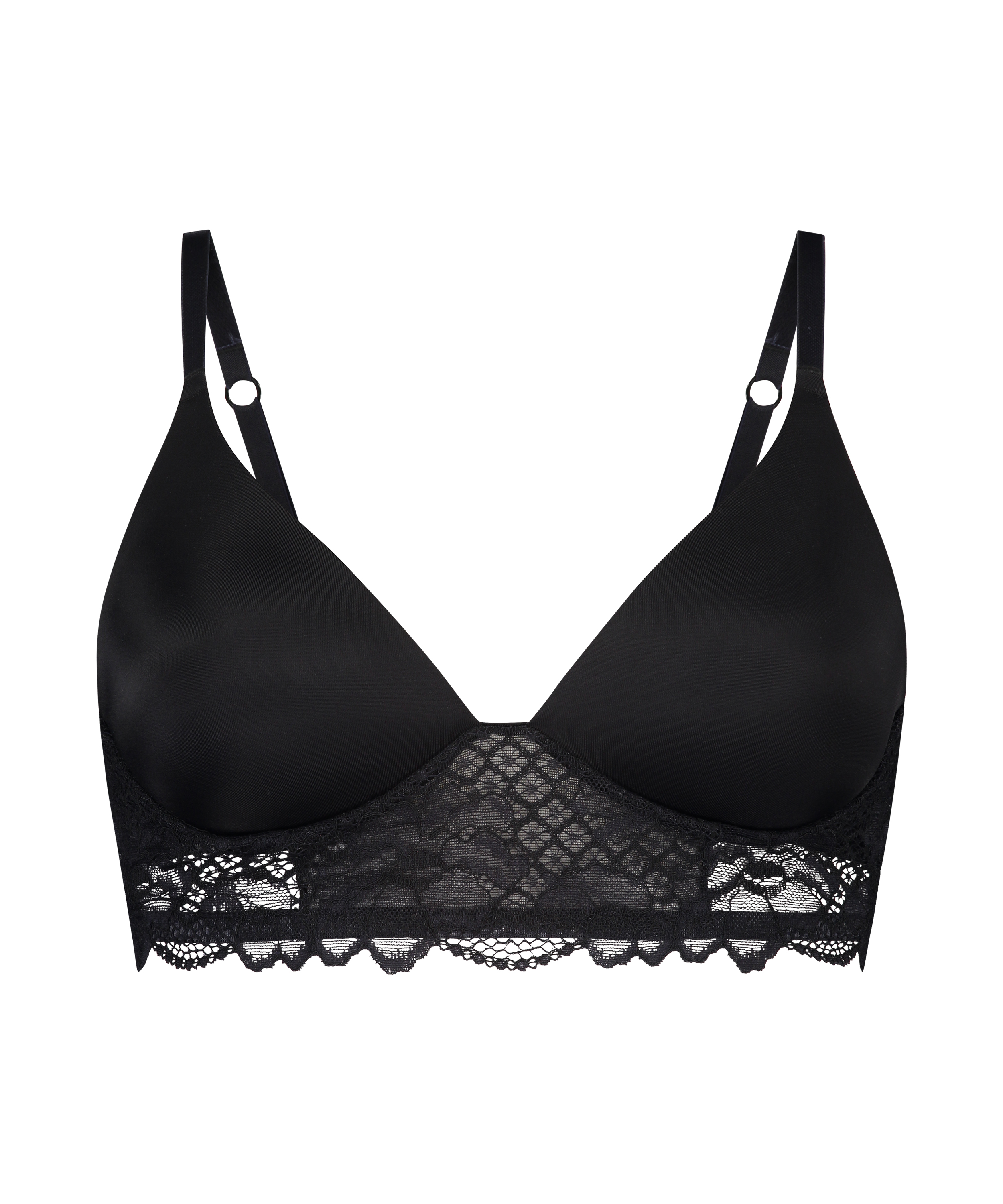 Chole padded longline non-wired bra, Black, main