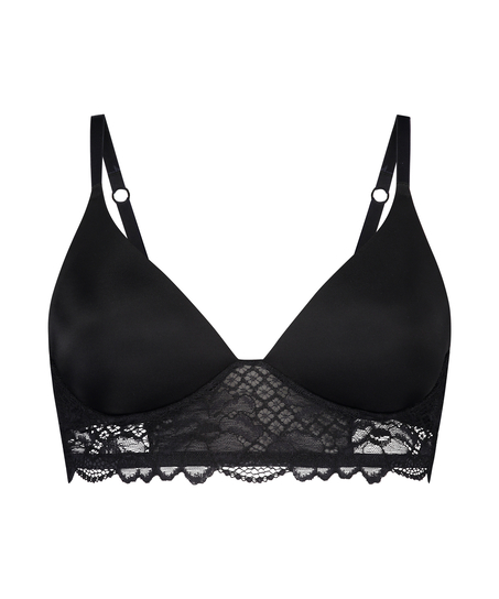 Chole padded longline non-wired bra, Black