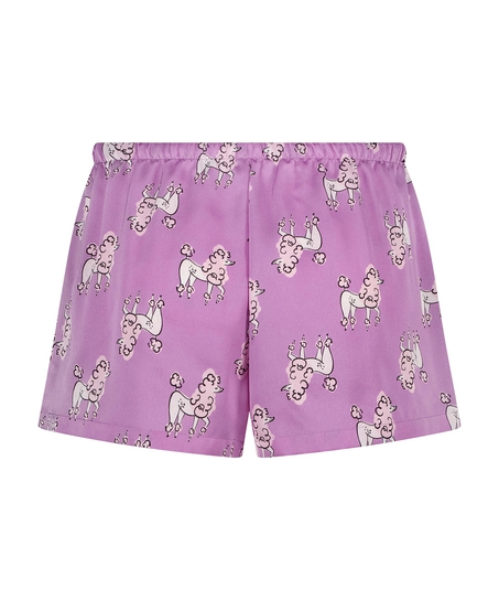Satin pyjama shorts, Purple