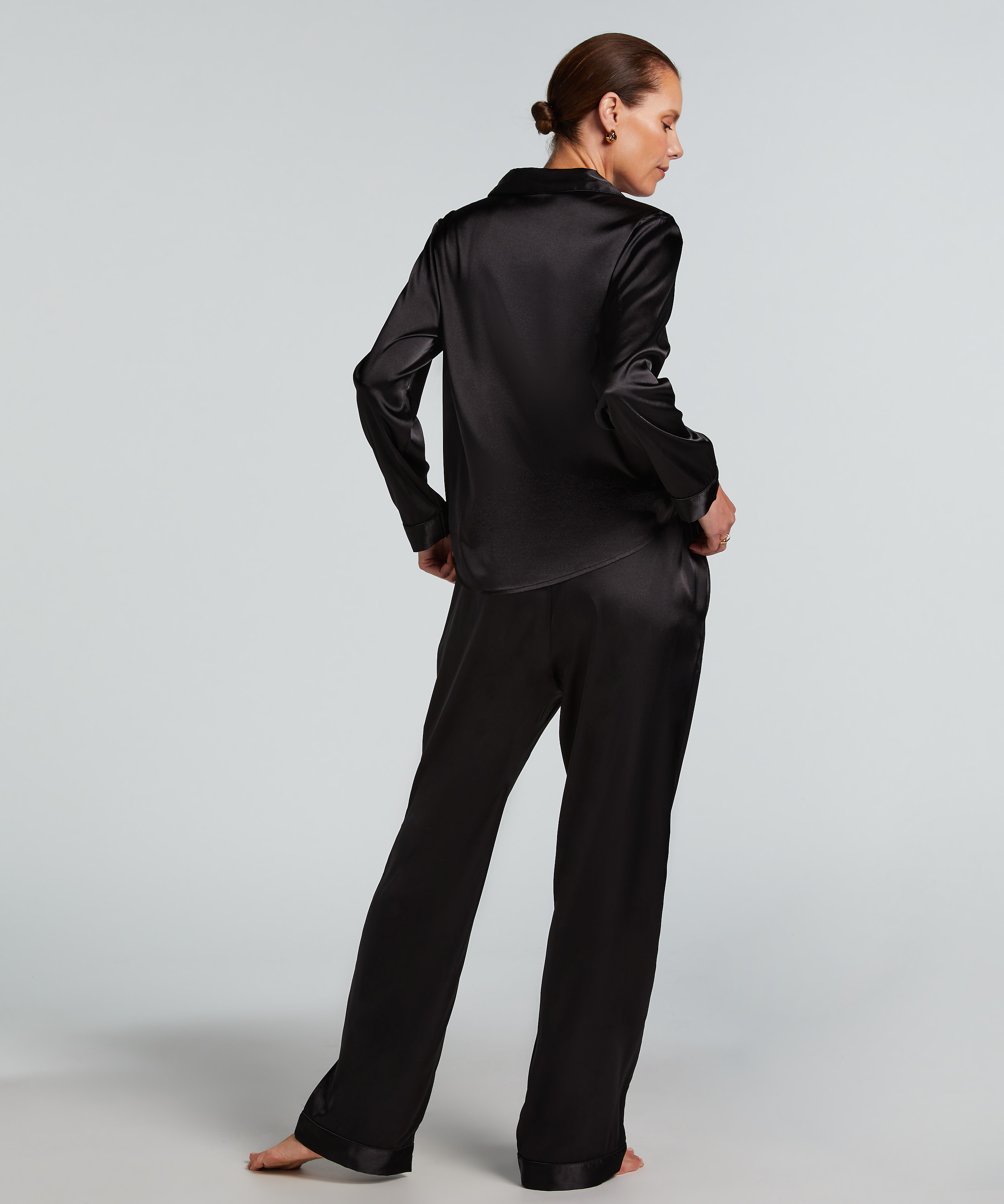 Satin Long-Sleeved Jacket, Black, main