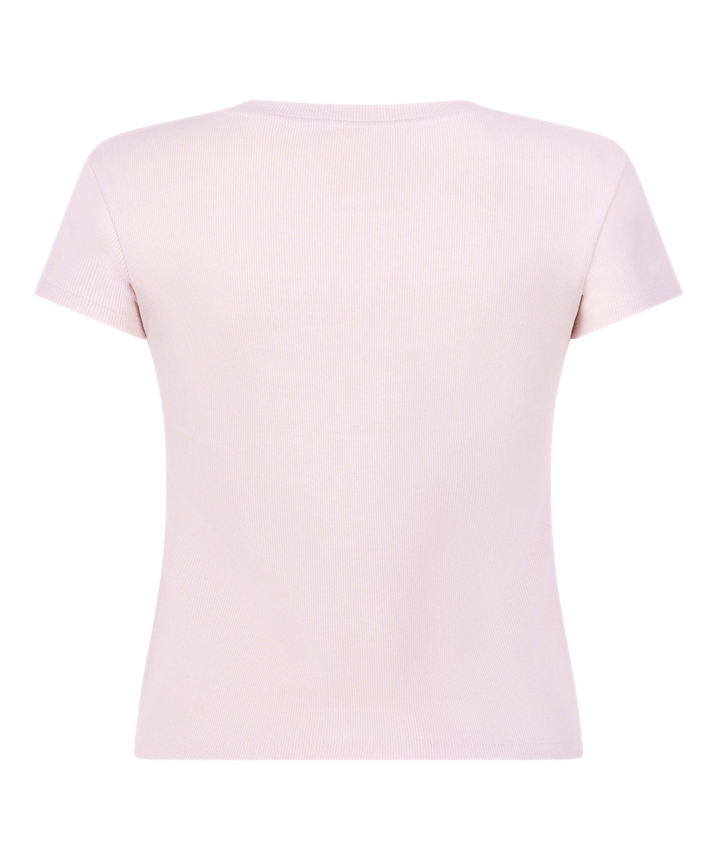 Ribbed Crew Neck Short-Sleeved Pyjama Top, Pink, main