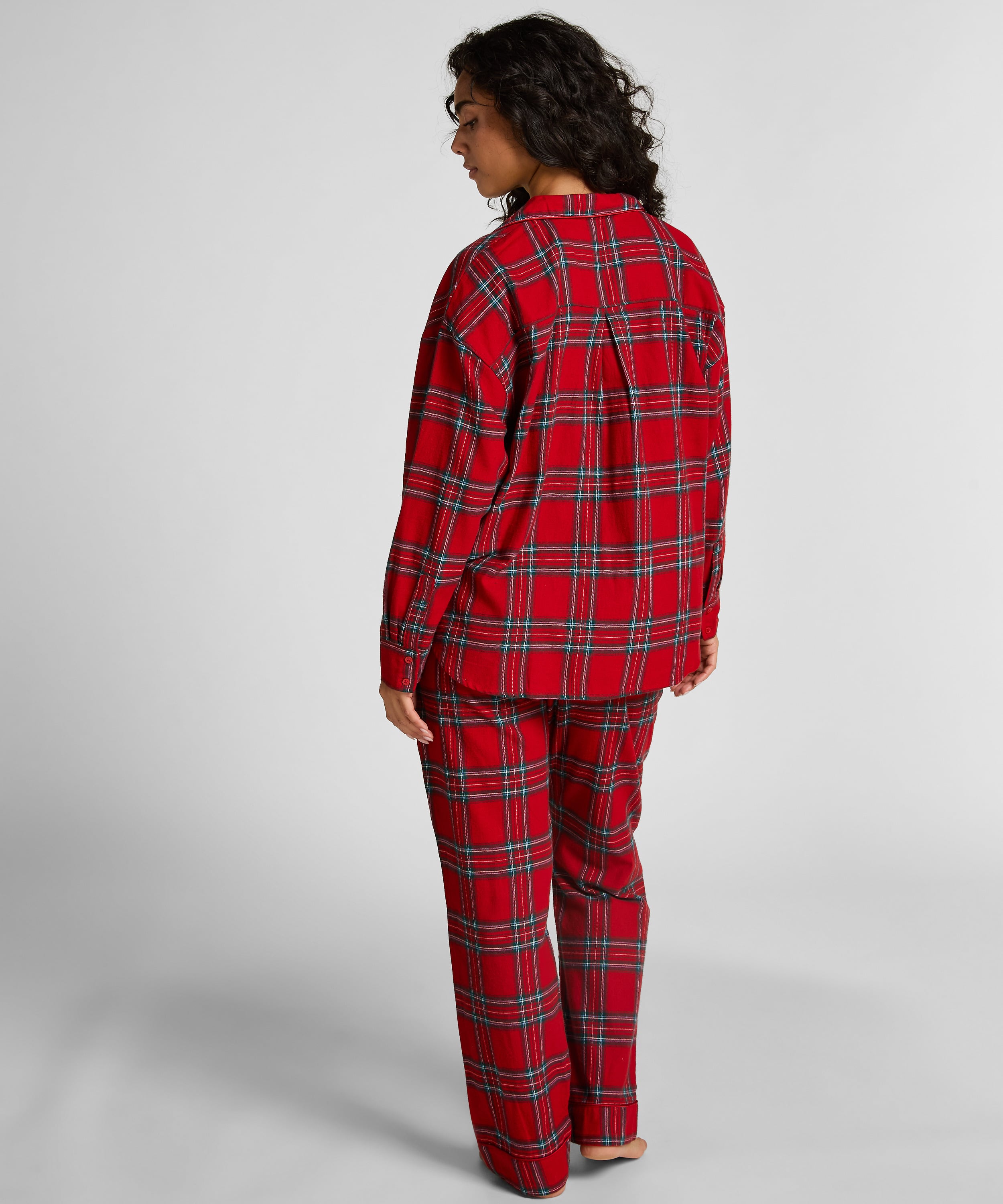 Flannel Pyjama Top, Red, main