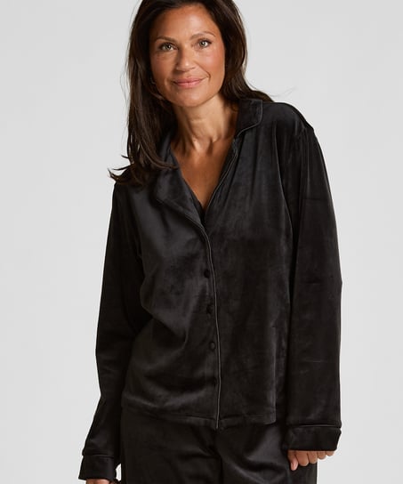 Velours Long-Sleeved Jacket, Black