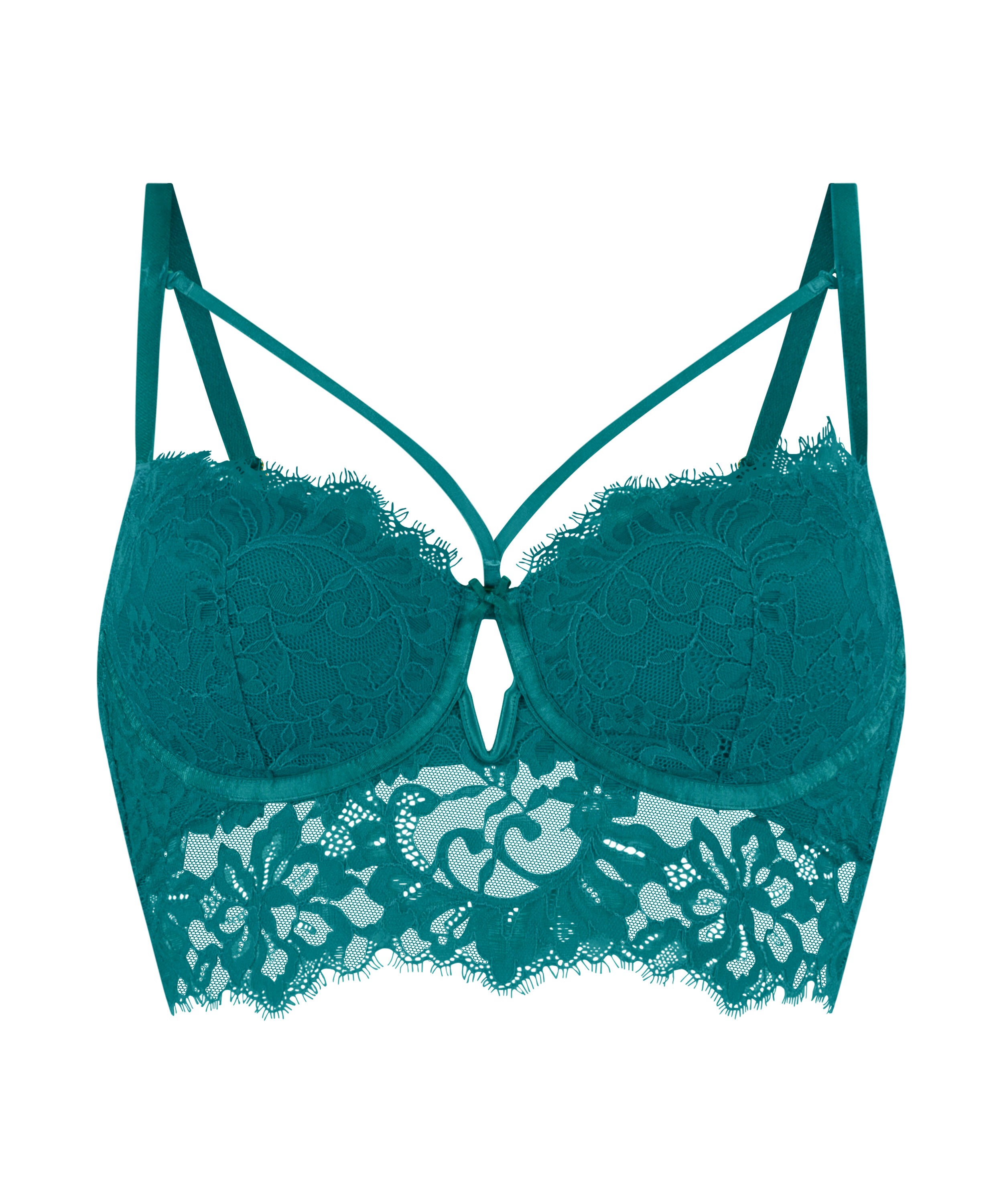 Isabella Padded Underwired Longline Bra, Green