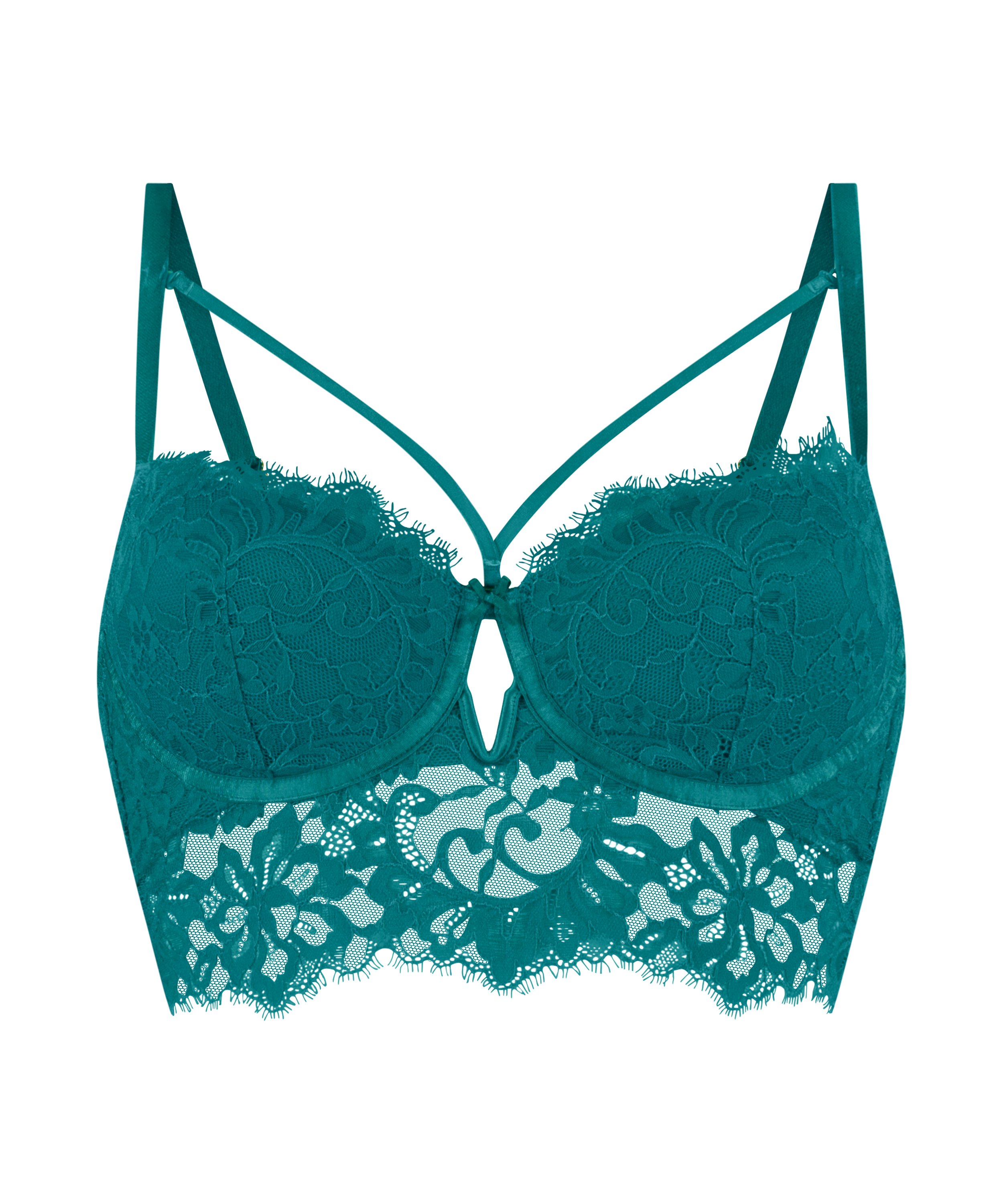 Isabella Padded Underwired Longline Bra, Green, main