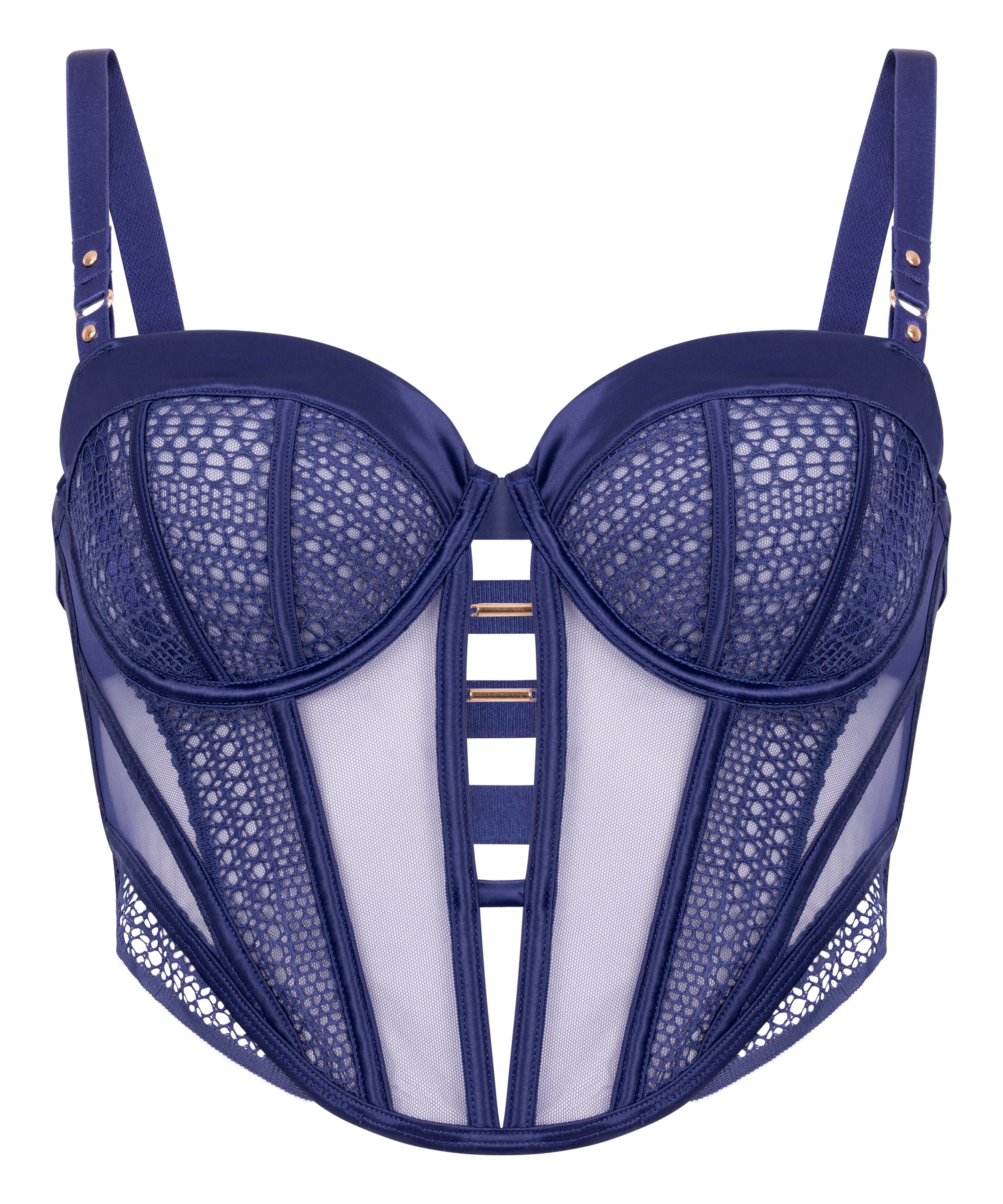 Missy Non-Padded Underwired Longline Bra, Blue, main