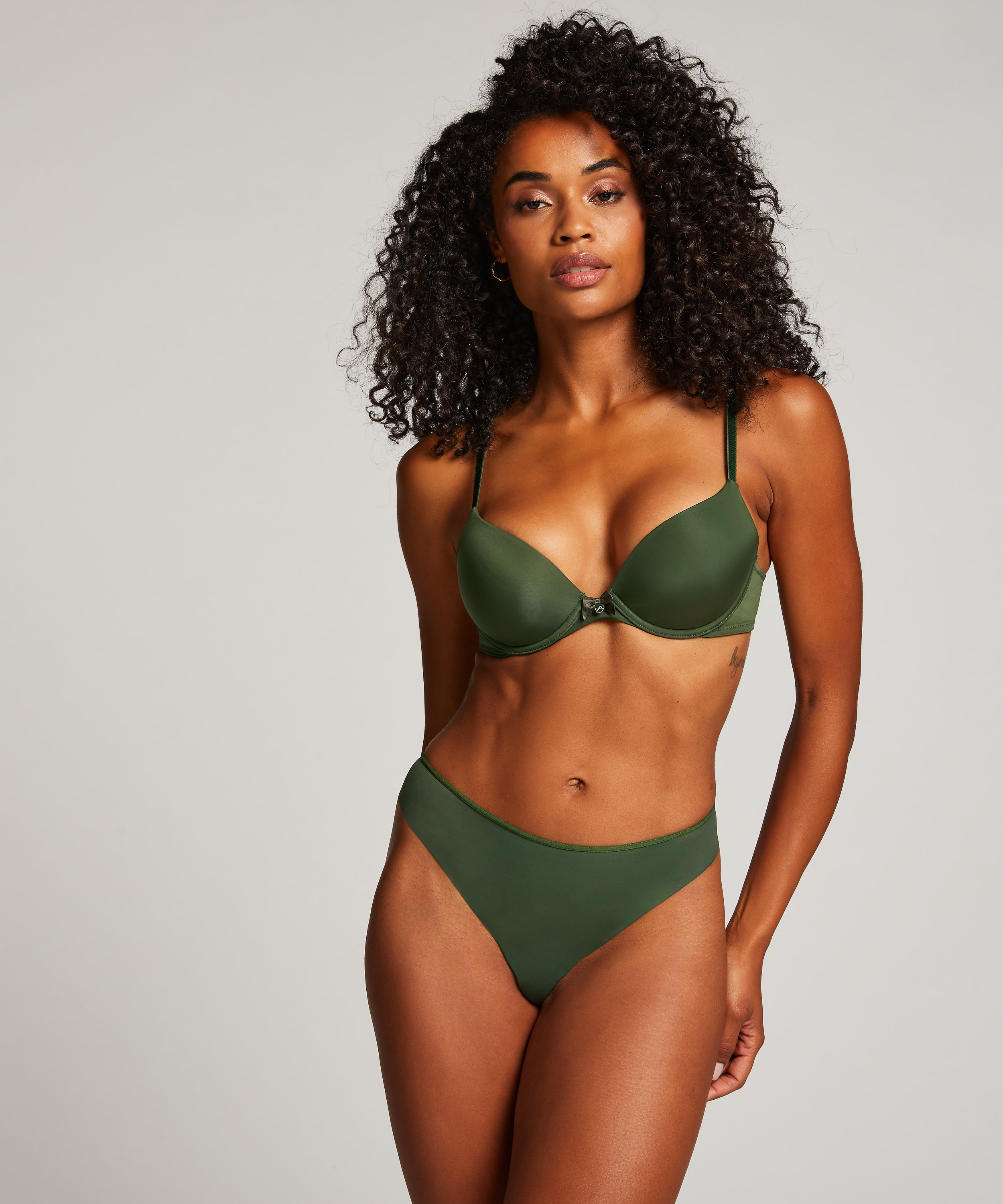 Lace Back Invisible Thong, Green, main