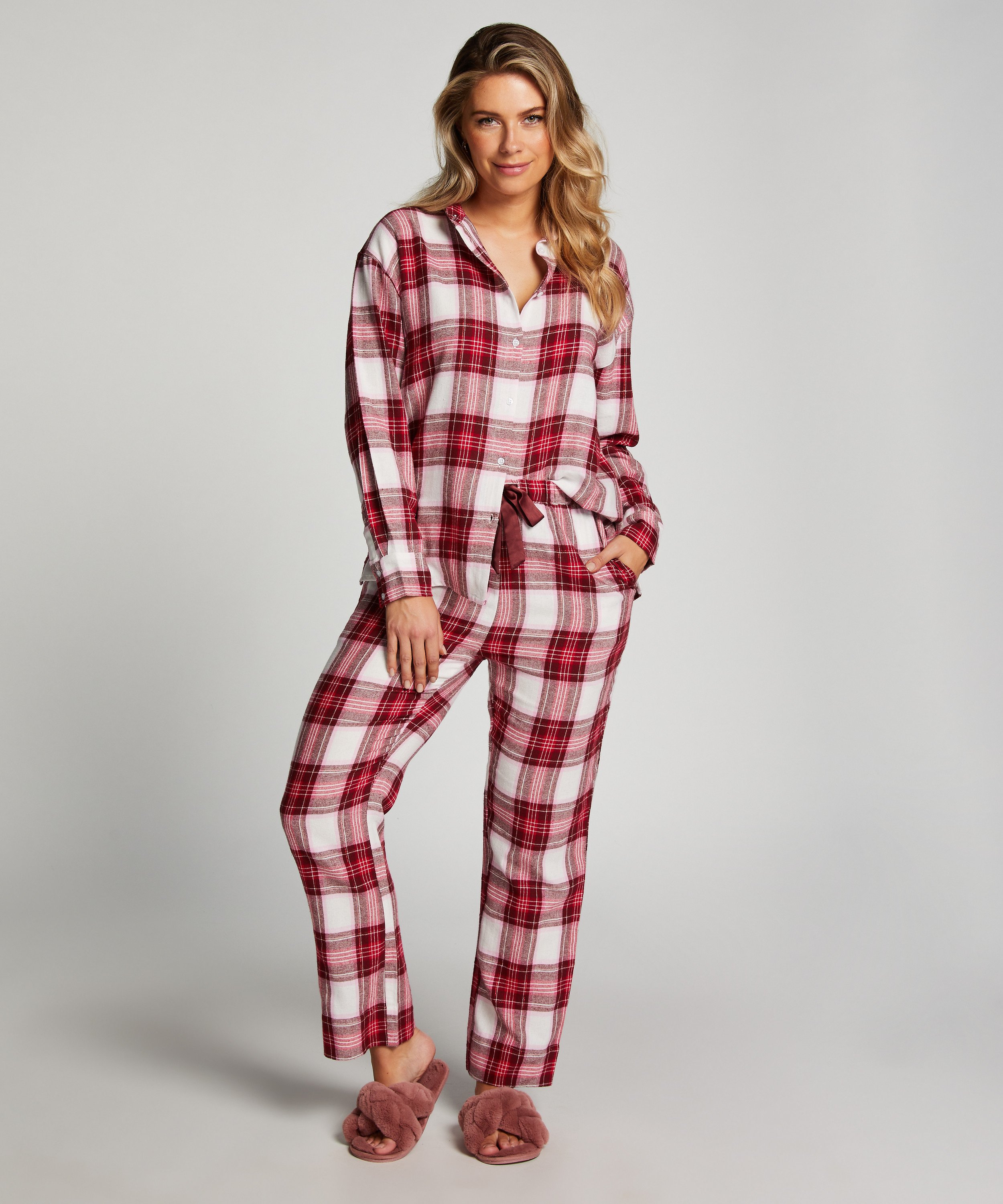 Flannel Pyjama Pants, Pink, main