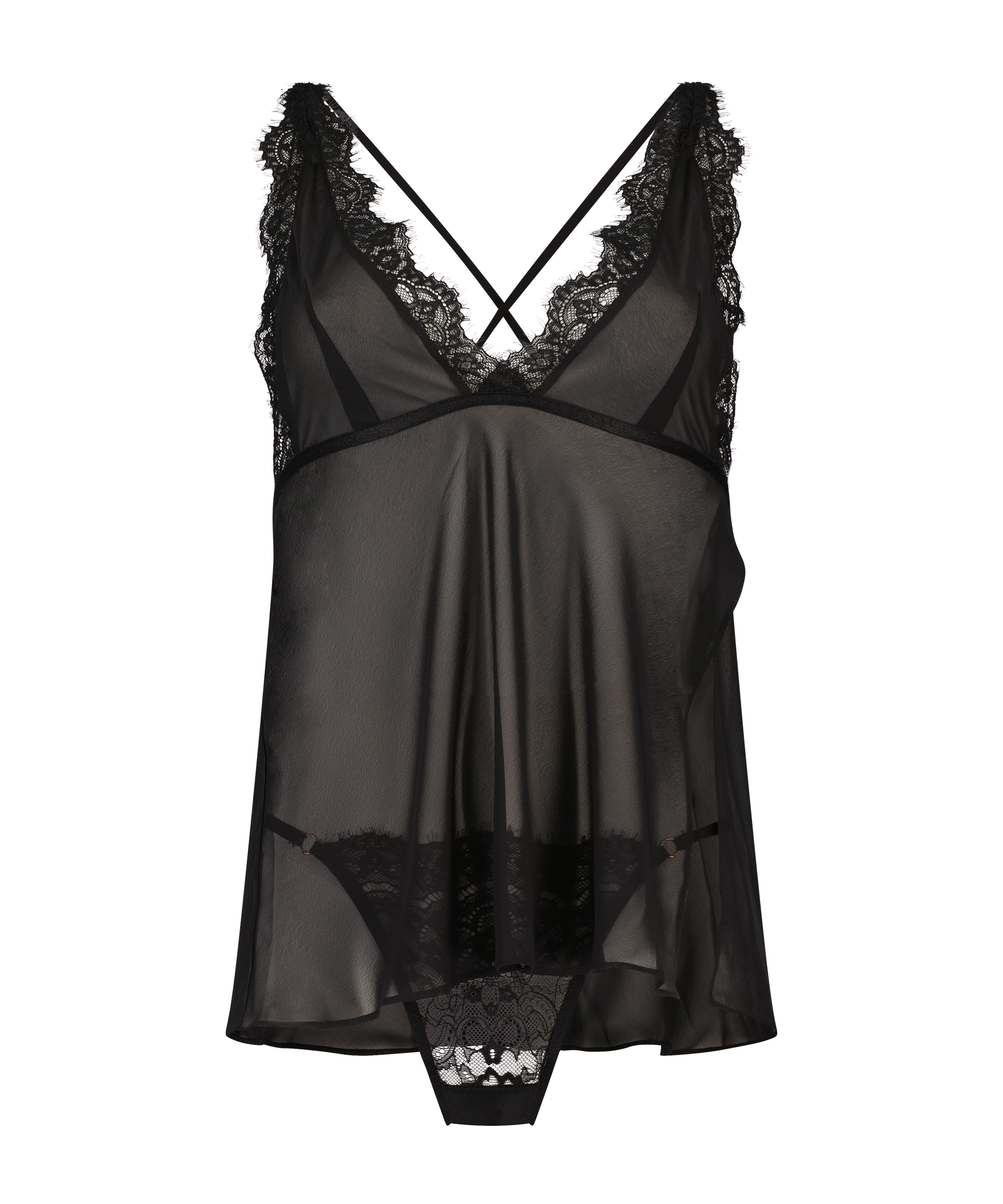 Babydoll Chiffon Lace, Black, main