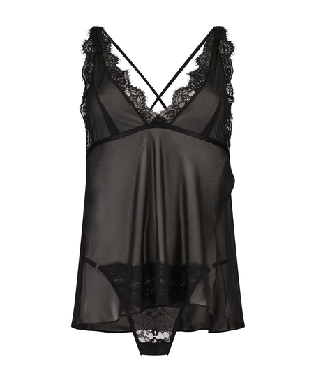 Babydoll Chiffon Lace, Black
