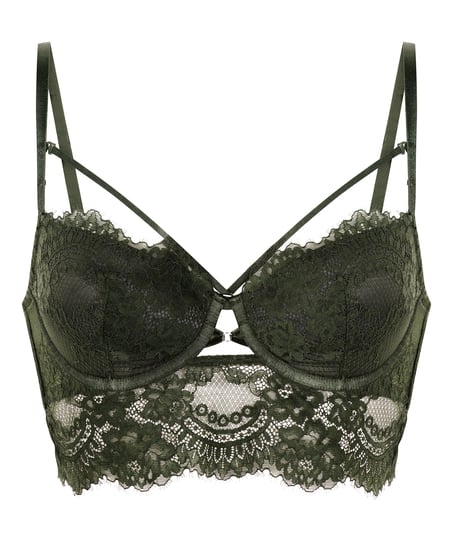 Amara Padded Underwired Longline Bra, Green