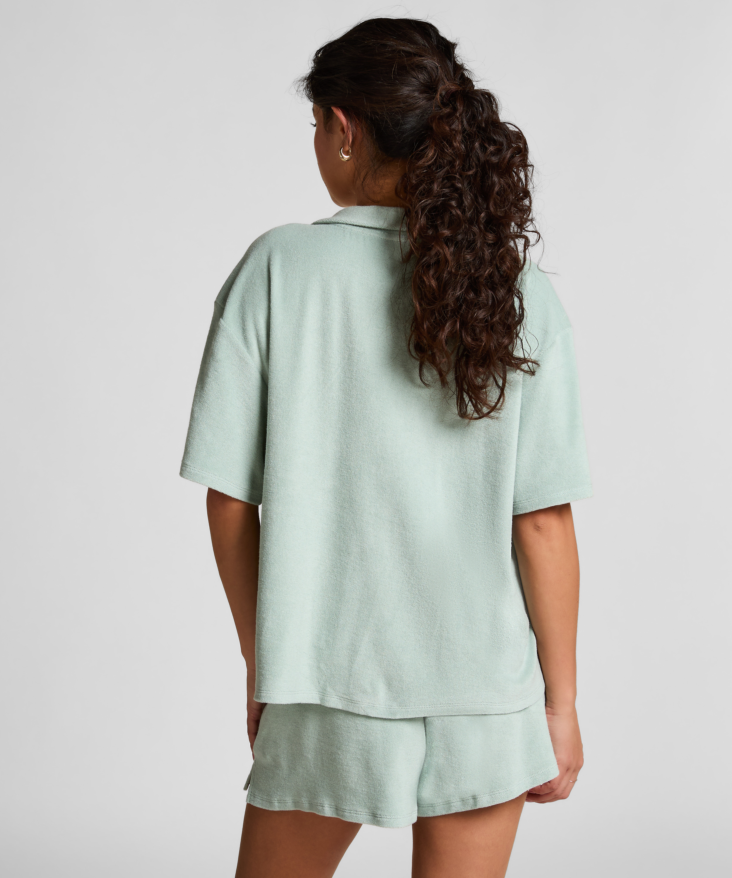 Towel Texture Button-Up Shirt, Green, main