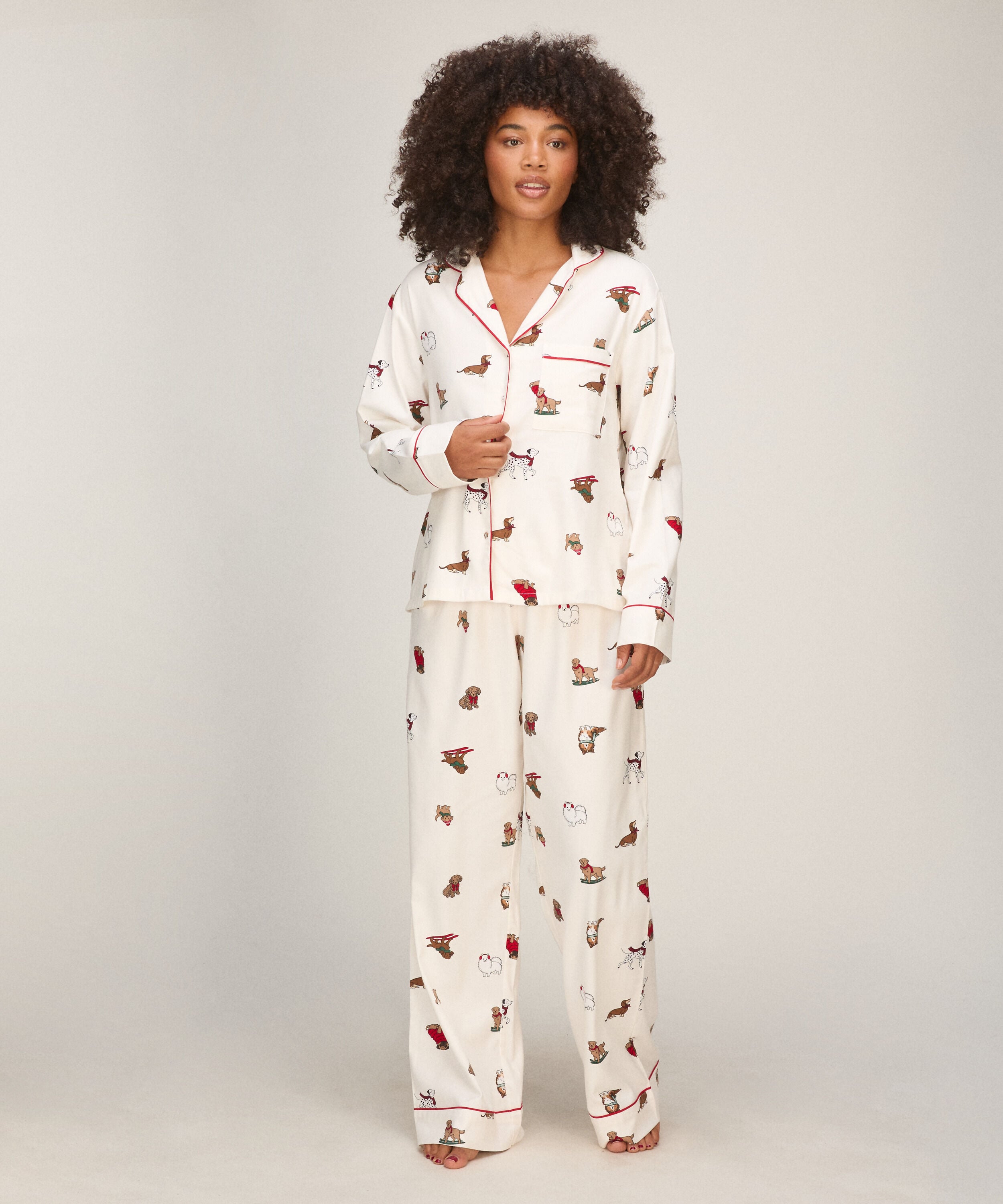 Flannel Pyjama set, White