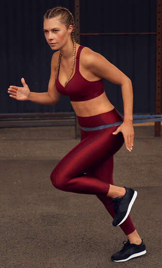 HKMX High waisted sports leggings Shine On, Red