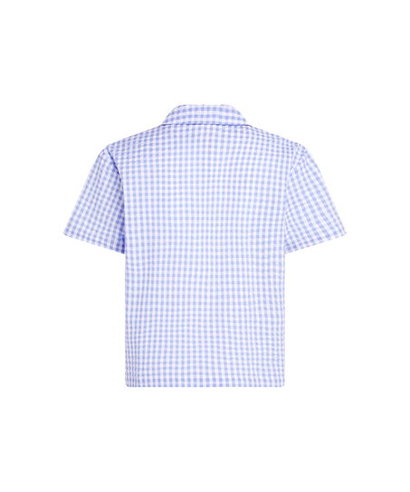 Seersucker Short-Sleeved Jacket, Blue