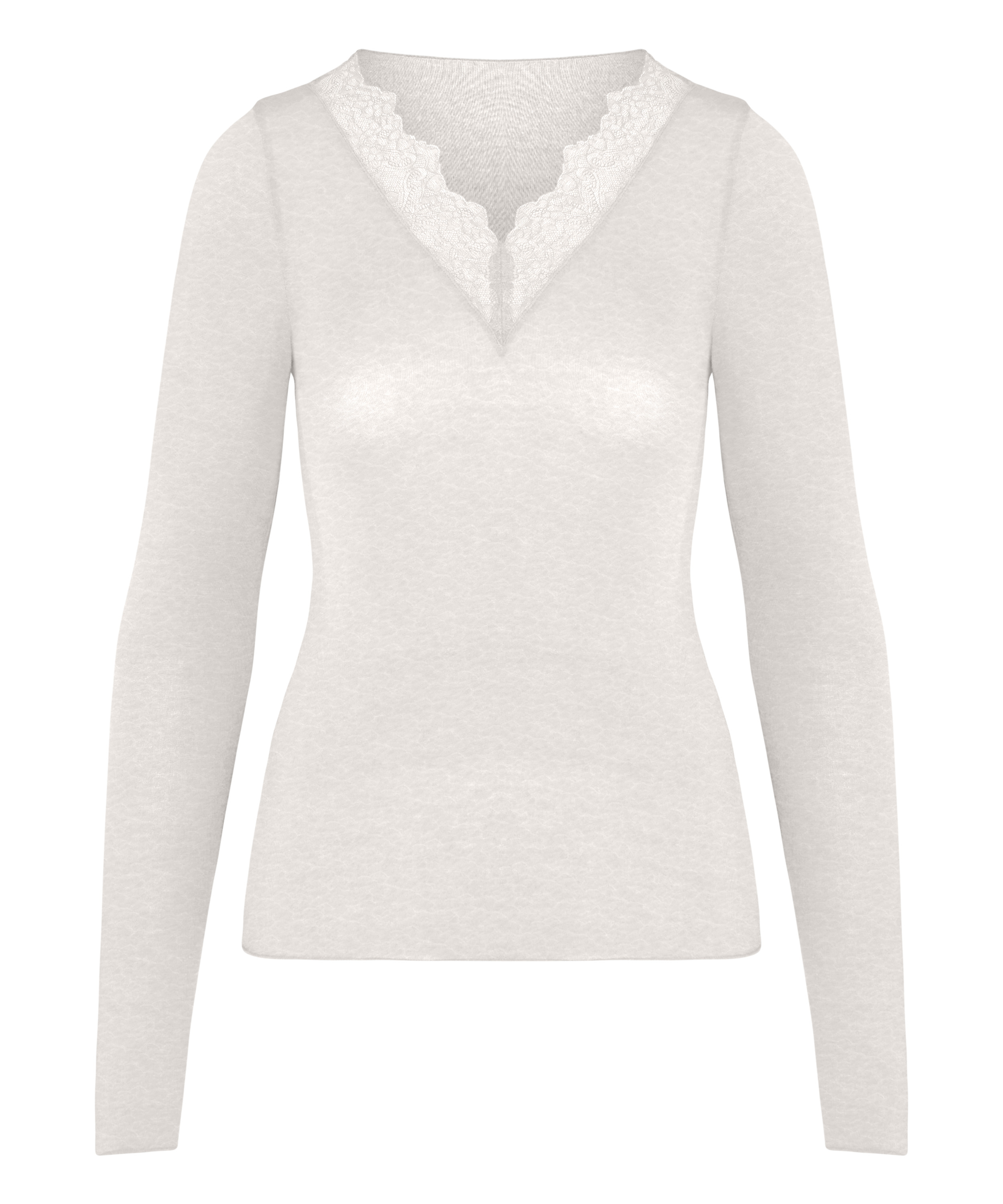 super soft Lace V-Neck shirt with Cashmere, White, main