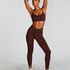 HKMX Crossed High Waisted Leggings, Brown