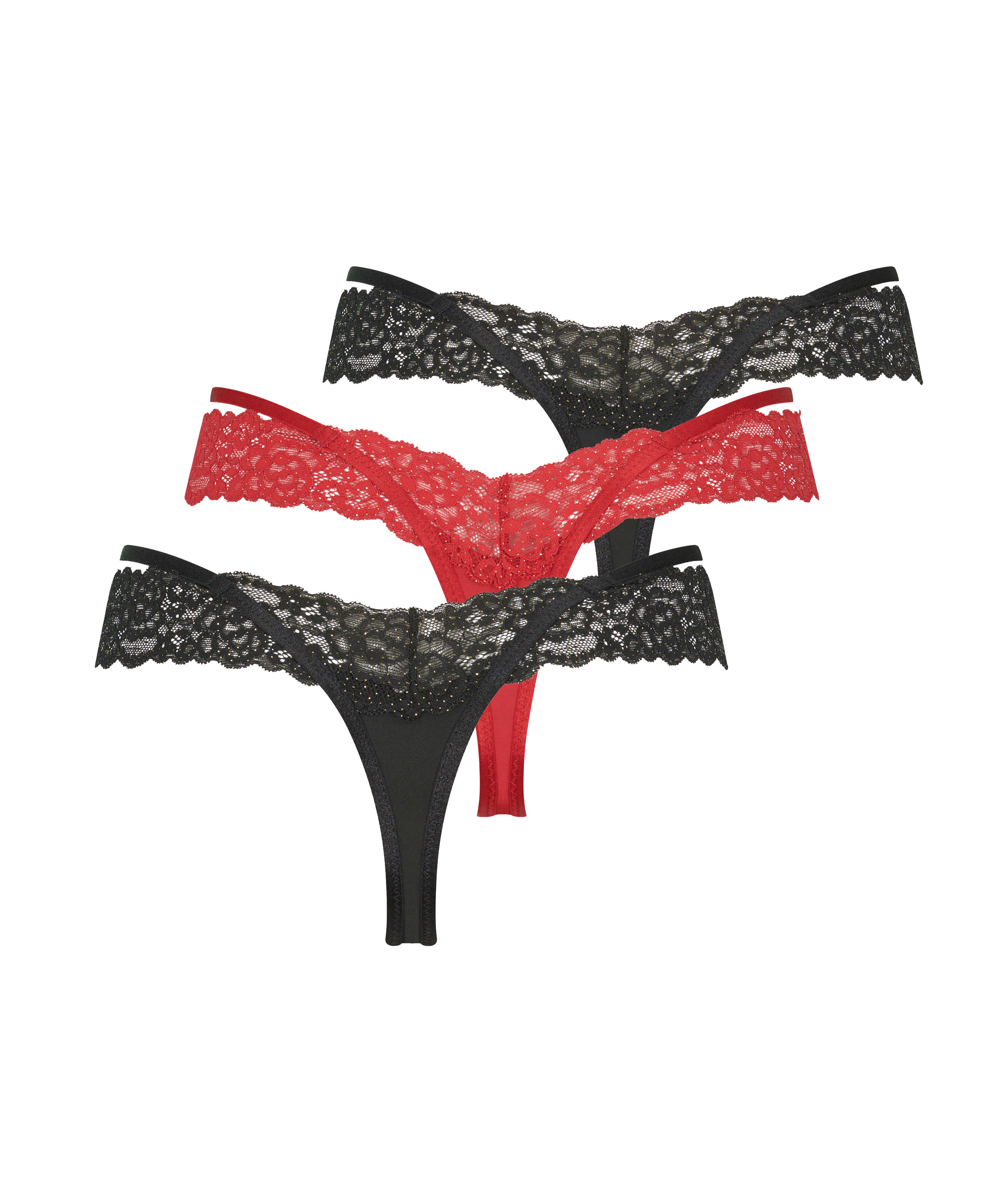 3-pack Willow Thong, Black, main