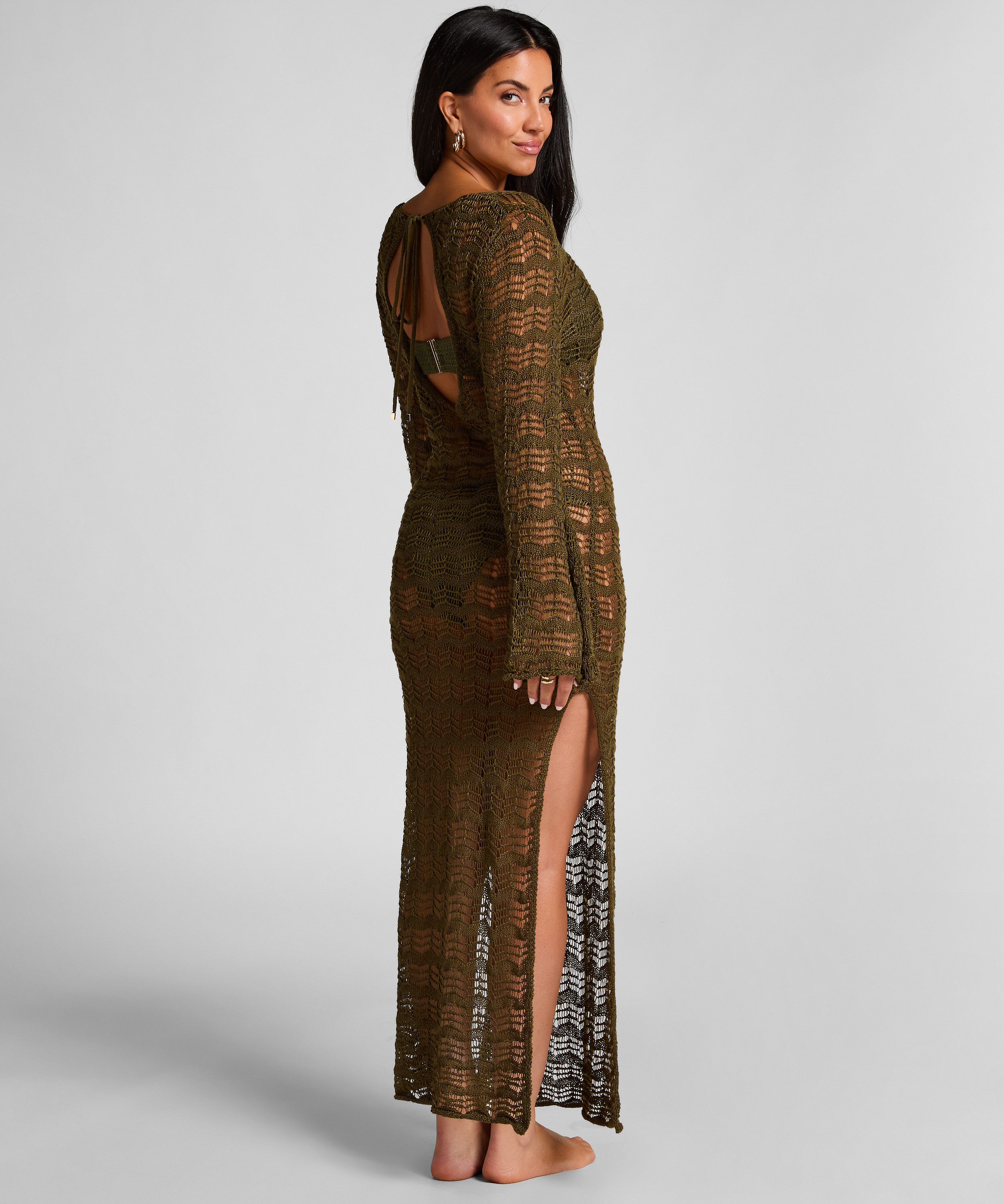 Crochet Maxi Dress, Green, main