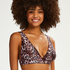 Leopard triangle bikini top, Black