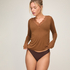 super soft Lace V-Neck shirt with Cashmere, Brown