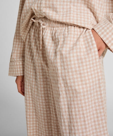 Dobby Pyjama Jacket Woven Cotton, Beige