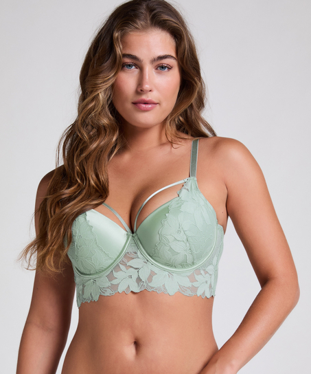 Ingrid Padded Underwired Longline bra, Green