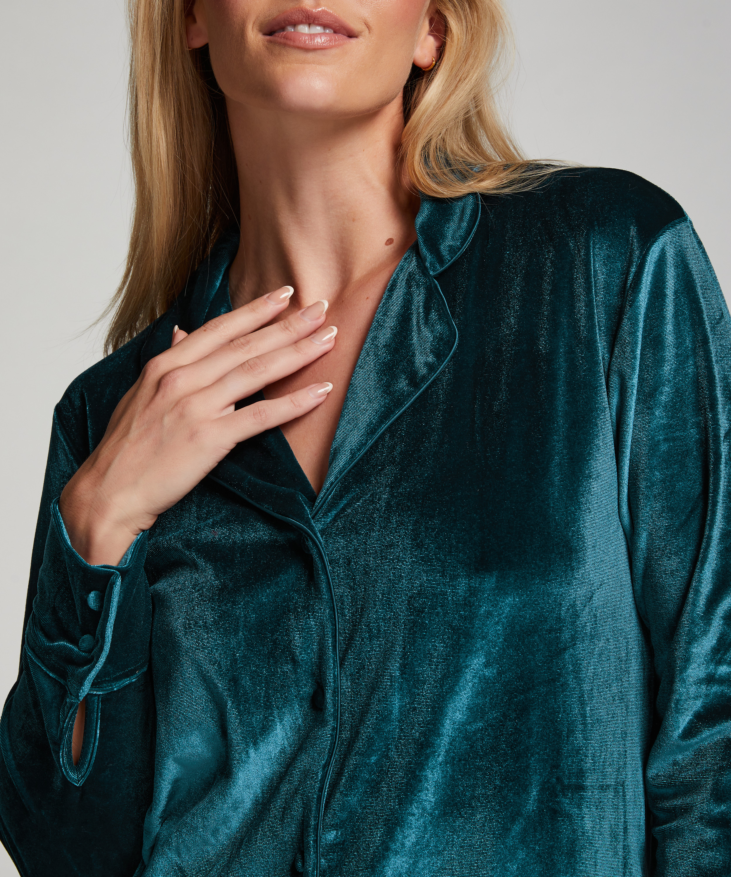 Shiny Velours Nightshirt, Blue, main