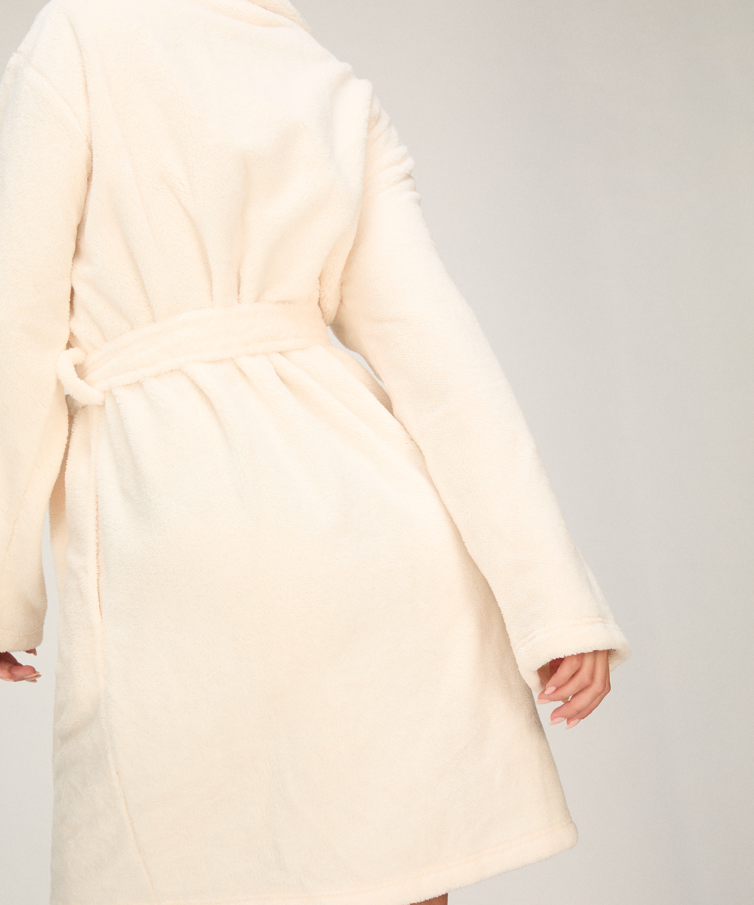Fleece Bathrobe, White, main