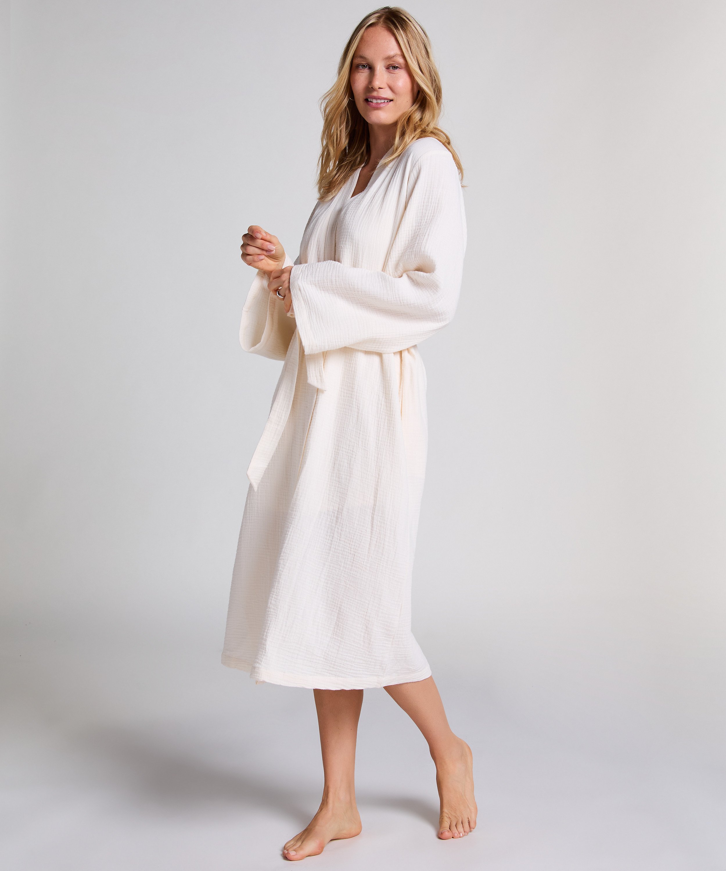 Muslin Robe Long, White, main