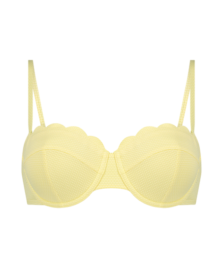 Scallop Padded Strapless Underwired Bikini Top, Yellow