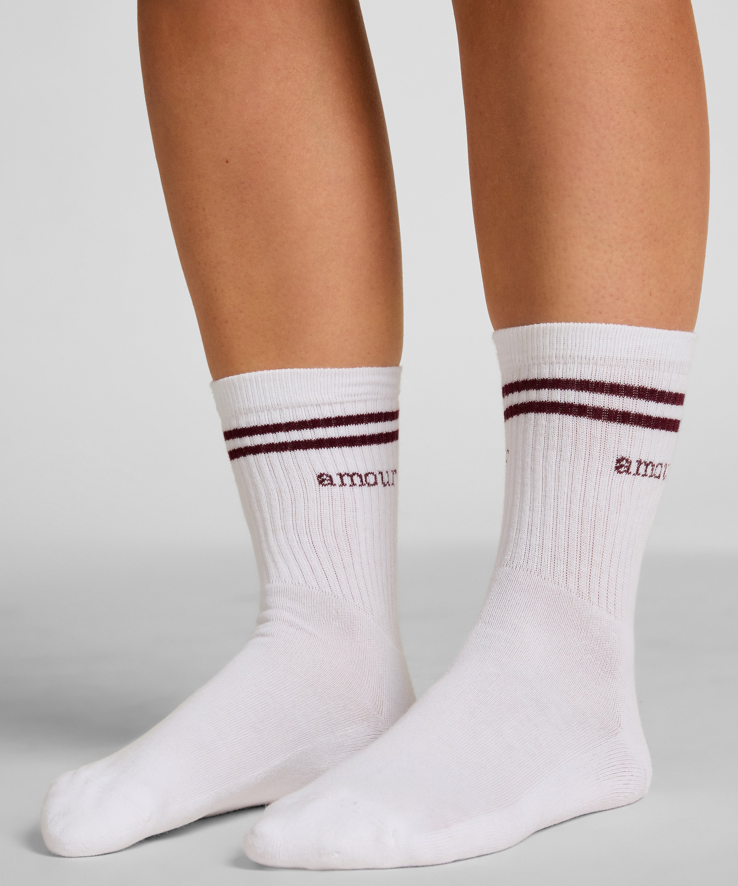Cotton Crew Socks, White, main