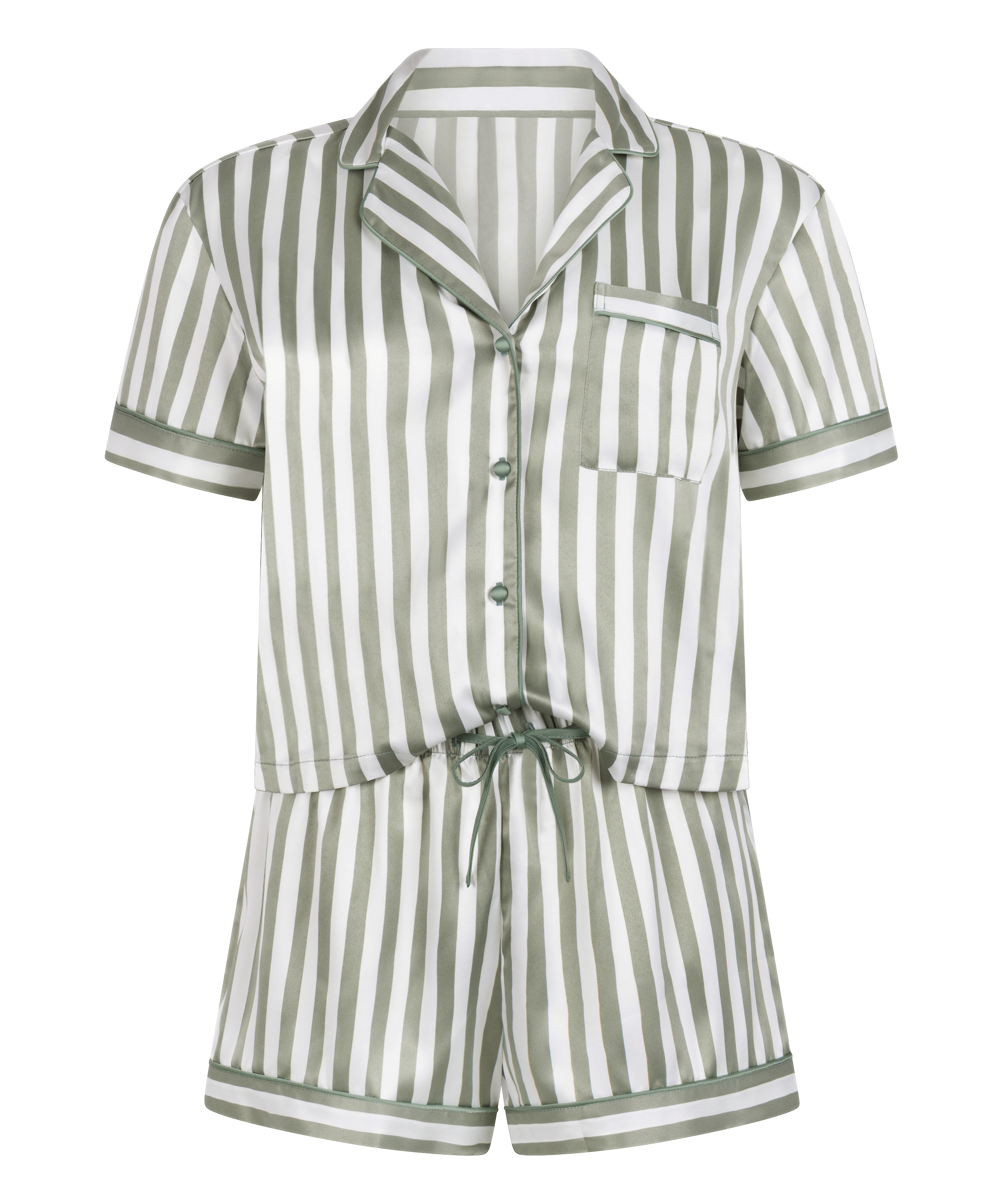 Satin Pyjama Set, Green, main